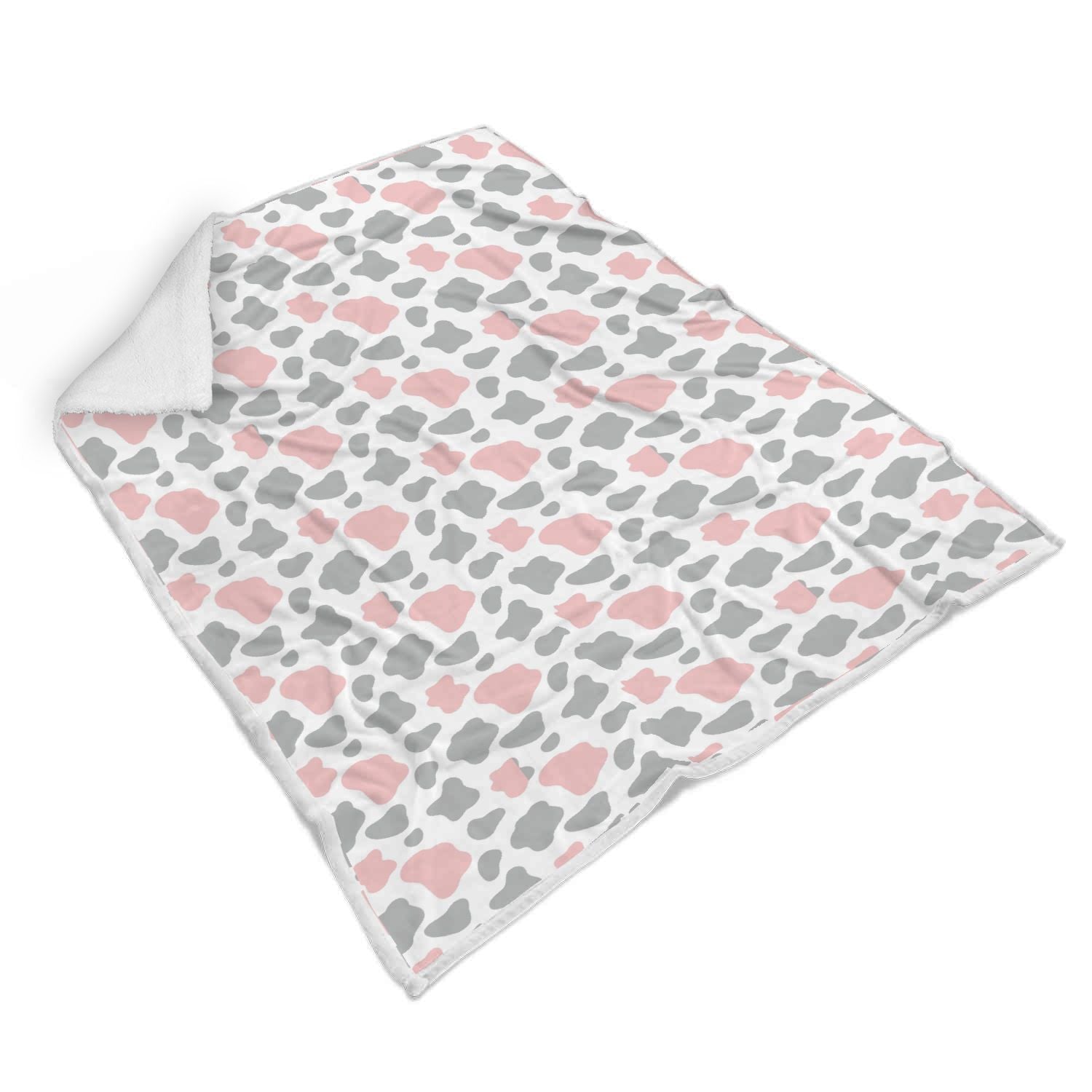 Pink Gray Cow Pattern Print Throw Blanket-grizzshop