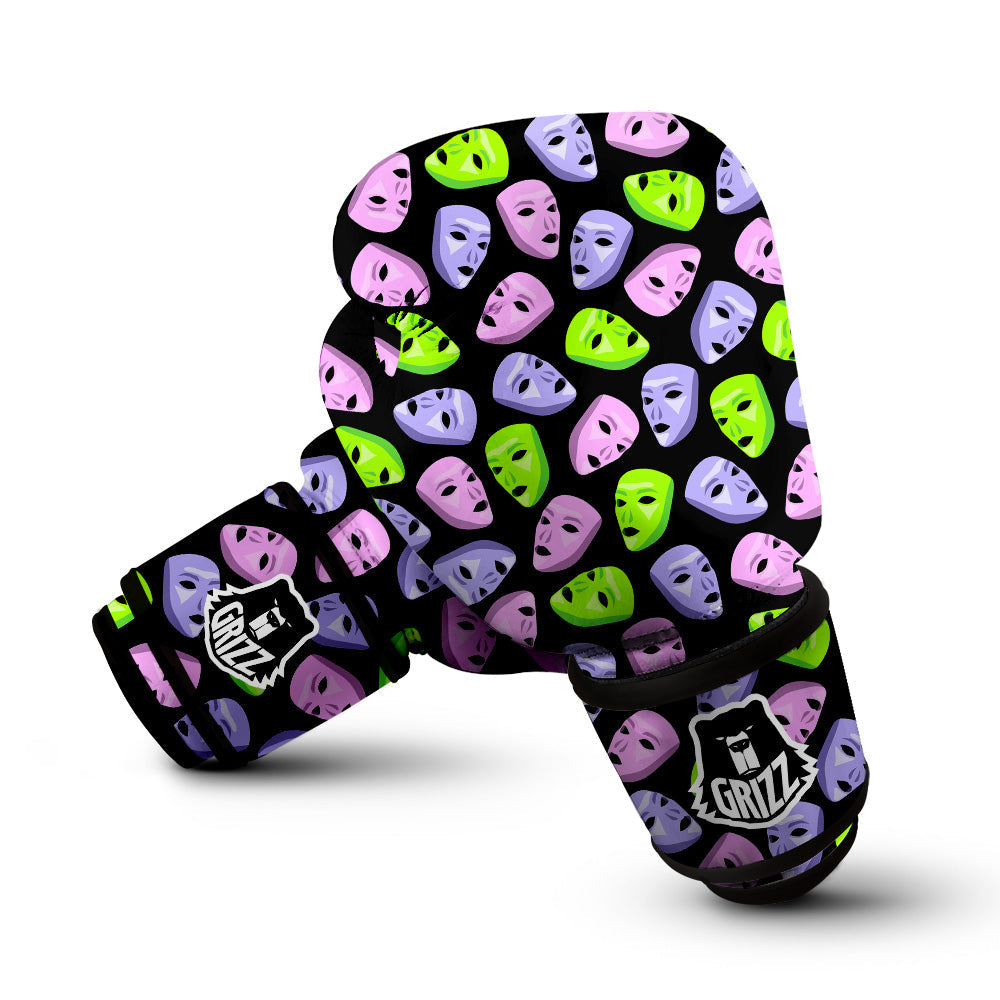 Pink Green And Purple Theater Masks Print Pattern Boxing Gloves-grizzshop