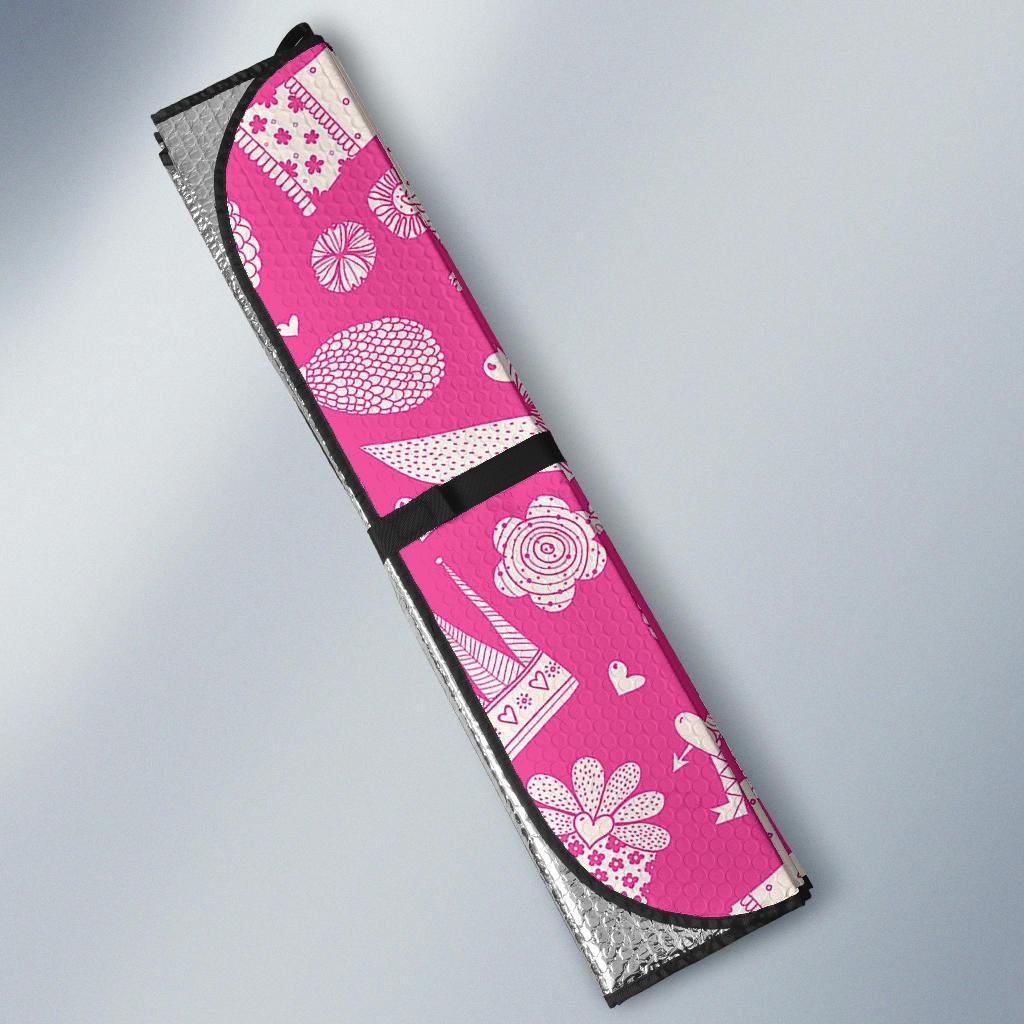 Pink Hair Stylist Pattern Print Car Sun Shade-grizzshop