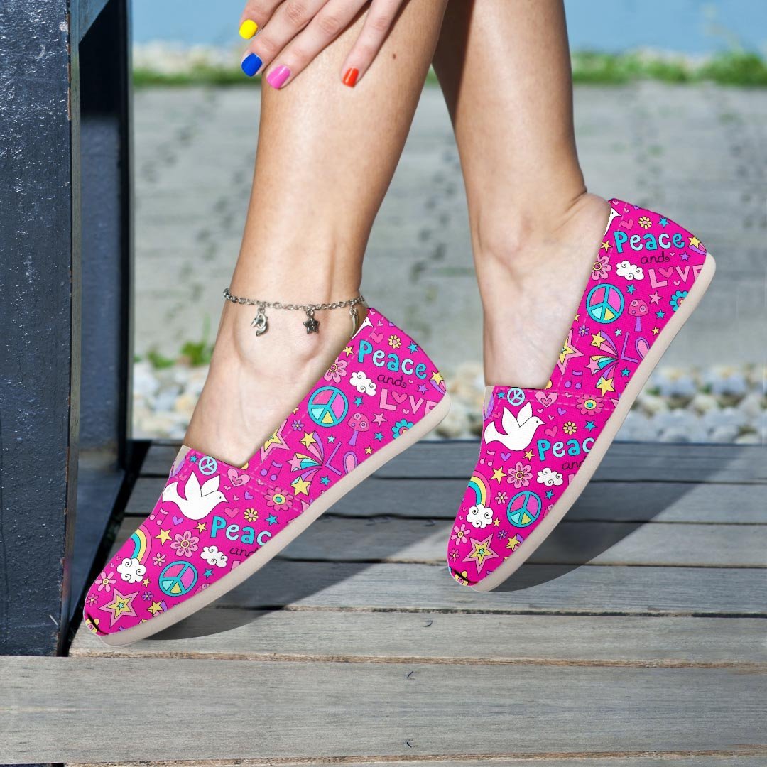 Pink Hippie Canvas Shoes-grizzshop