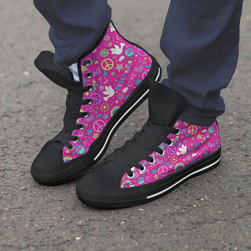 Pink Hippie Men's High Top Shoes-grizzshop