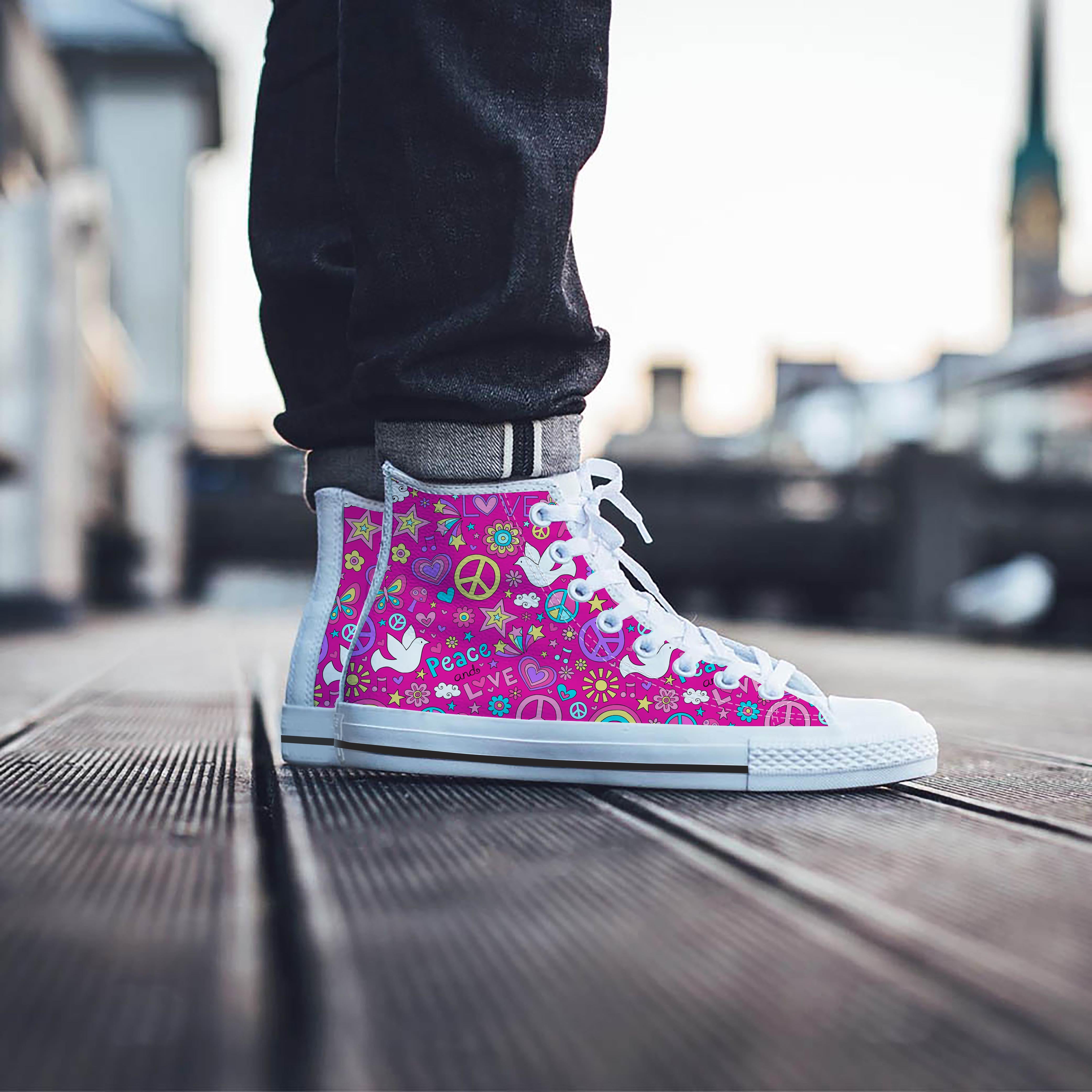 Pink Hippie Men's High Top Shoes-grizzshop
