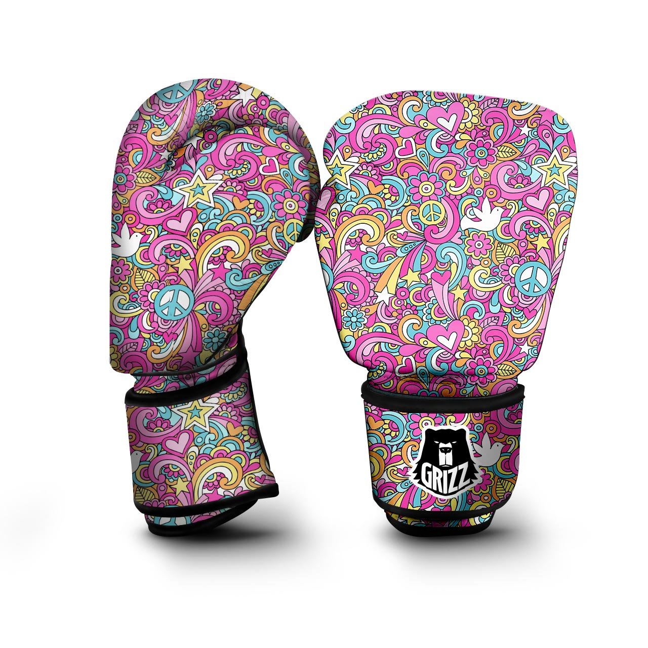 Pink Hippie Psychedelic Boxing Gloves-grizzshop