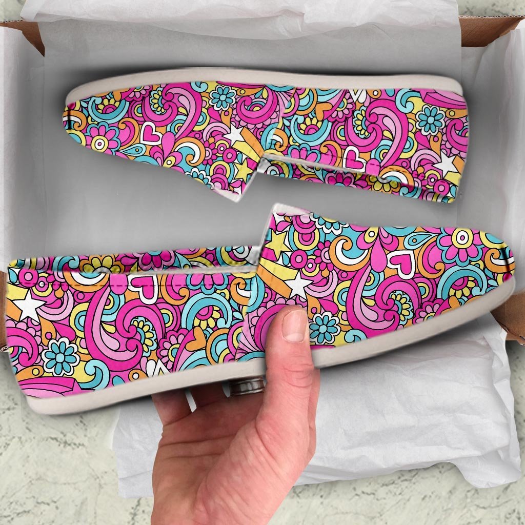 Pink Hippie Psychedelic Canvas Shoes-grizzshop