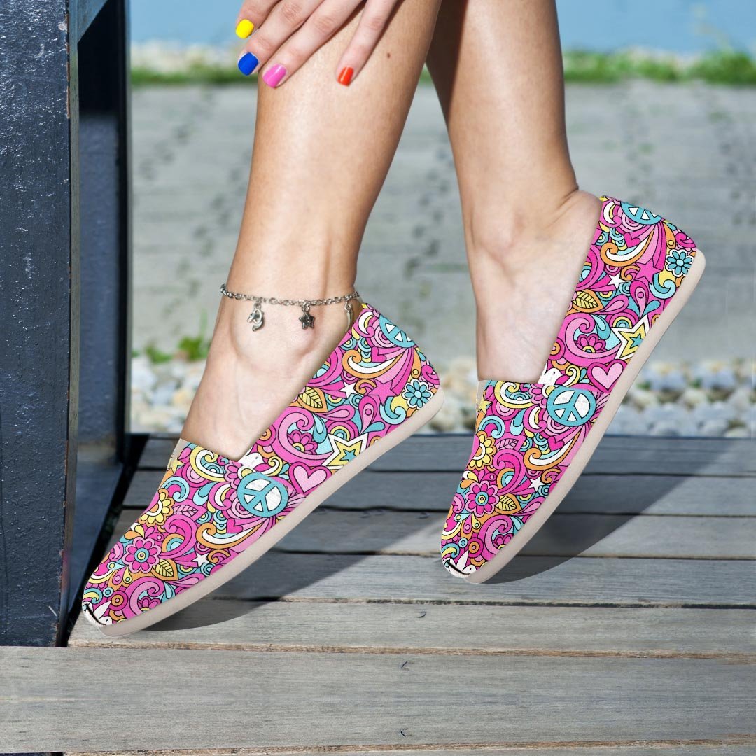 Pink Hippie Psychedelic Canvas Shoes-grizzshop