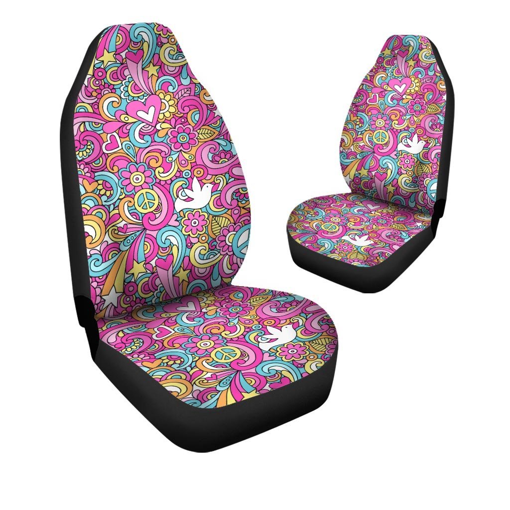 Pink Hippie Psychedelic Car Seat Covers-grizzshop