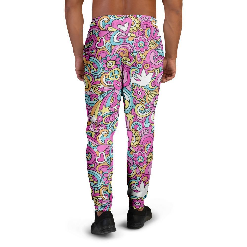 Pink Hippie Psychedelic Men's Joggers-grizzshop