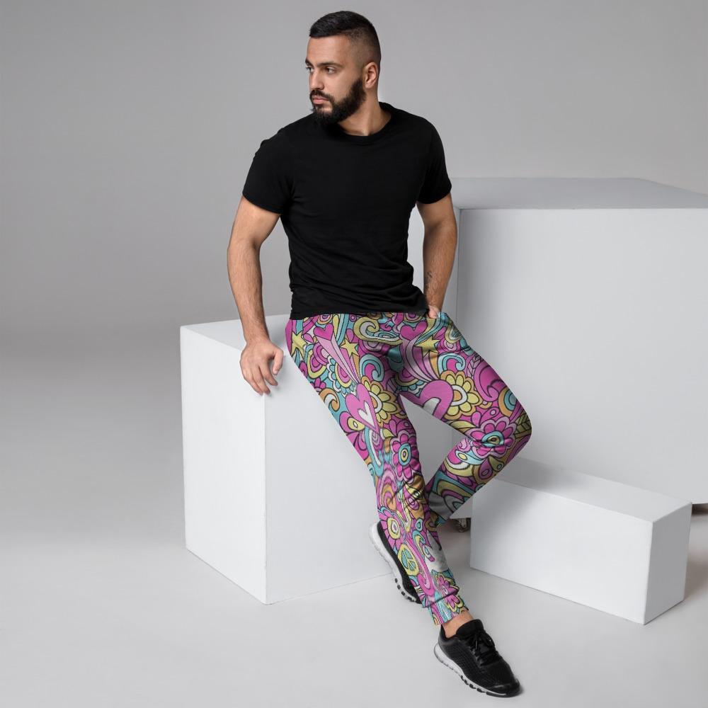 Pink Hippie Psychedelic Men's Joggers-grizzshop