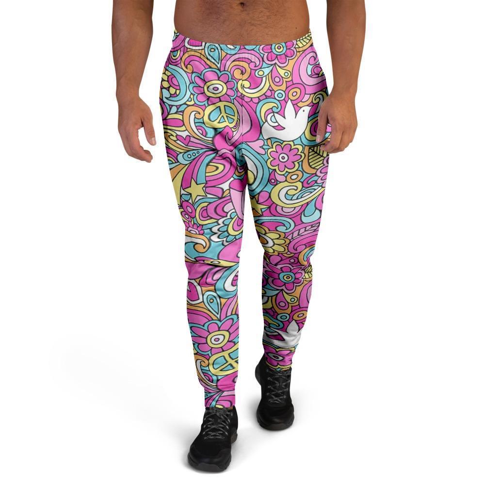 Pink Hippie Psychedelic Men's Joggers-grizzshop
