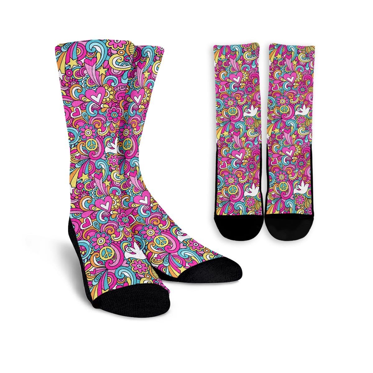 Pink Hippie Psychedelic Unisex Socks-grizzshop