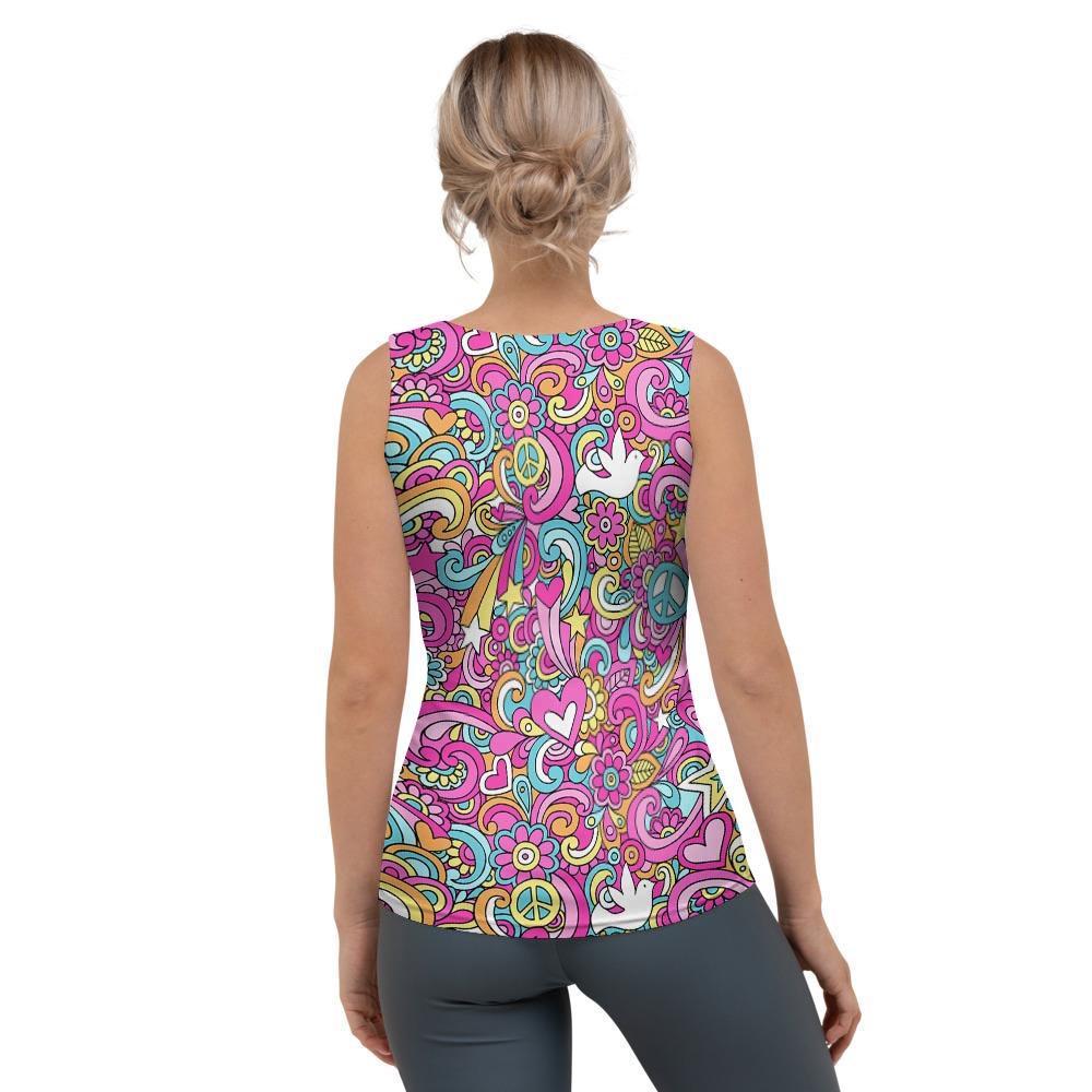 Pink Hippie Psychedelic Women's Tank Top-grizzshop