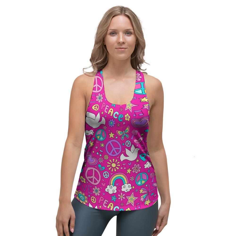 Pink Hippie Women's Racerback Tank Top-grizzshop
