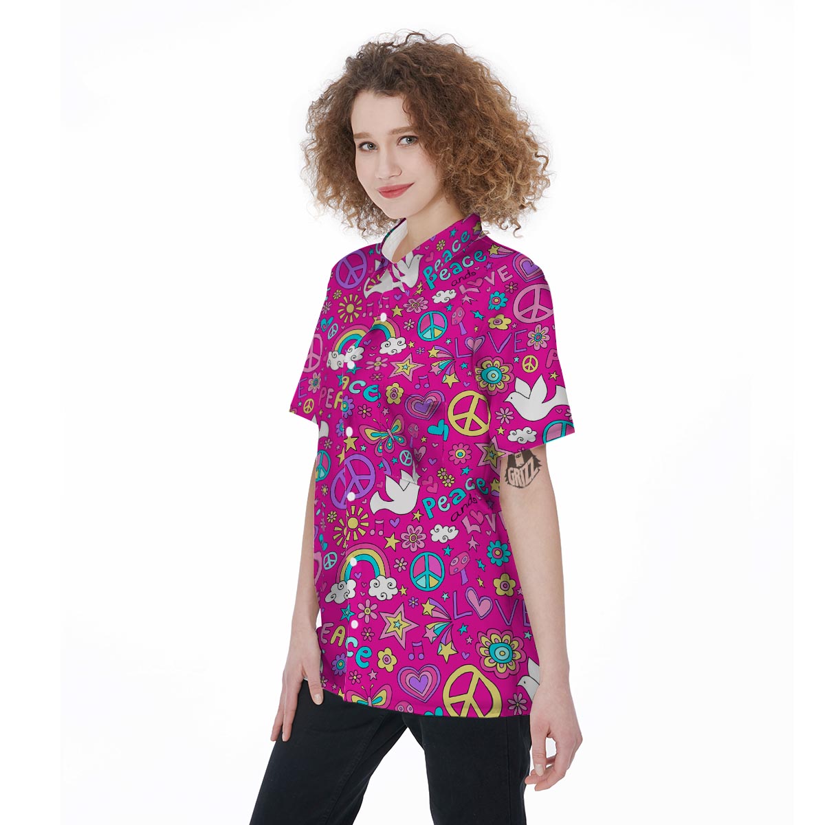 Pink Hippie Women's Short Sleeve Shirts-grizzshop