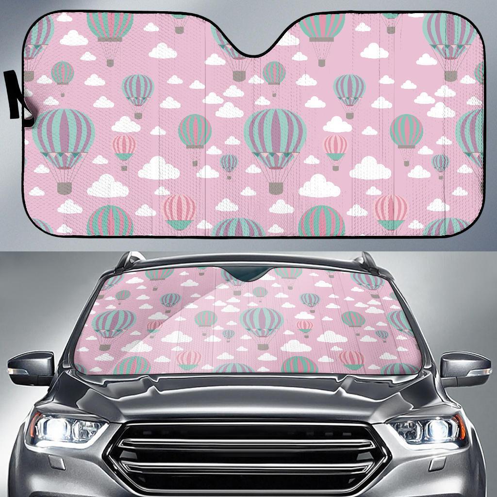 Pink Hot Air Balloon Pattern Print Car Sun Shade-grizzshop
