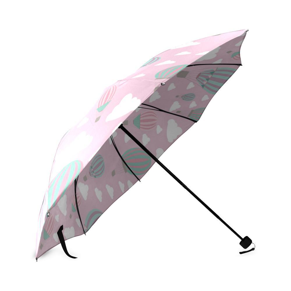 Pink Hot Air Balloon Pattern Print Foldable Umbrella-grizzshop