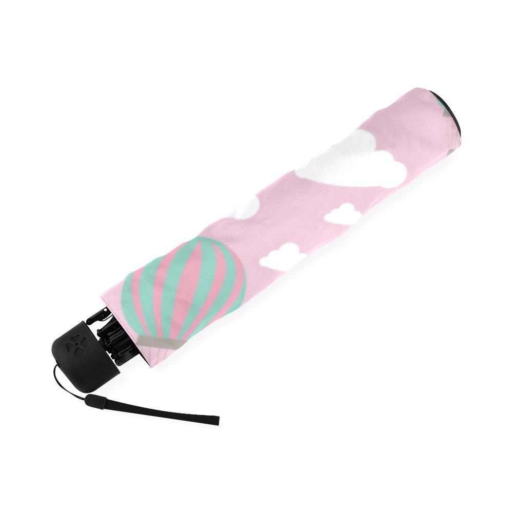 Pink Hot Air Balloon Pattern Print Foldable Umbrella-grizzshop
