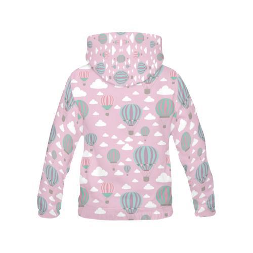 Pink Hot Air Balloon Pattern Print Men Pullover Hoodie-grizzshop