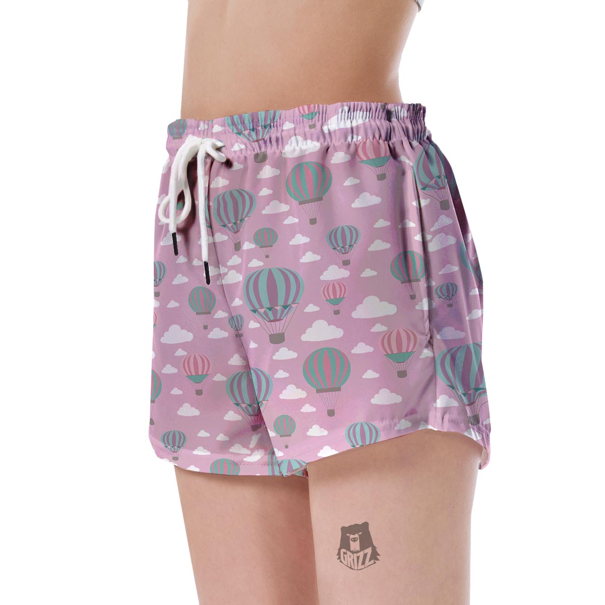 Pink Hot Air Balloon Pattern Print Women's Shorts-grizzshop