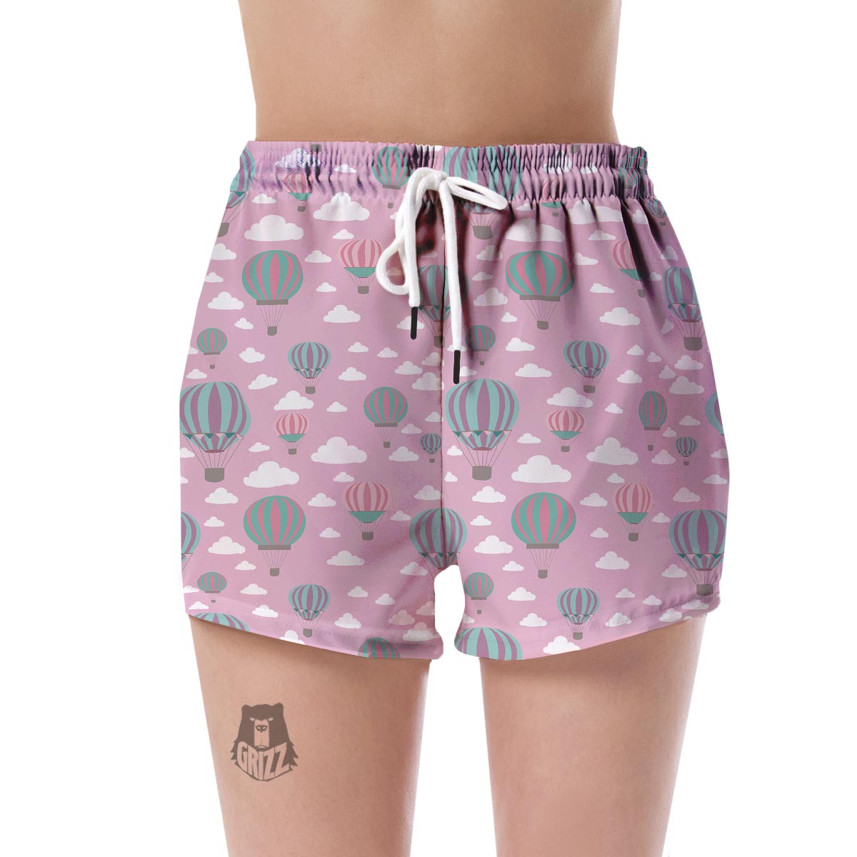 Pink Hot Air Balloon Pattern Print Women's Shorts-grizzshop