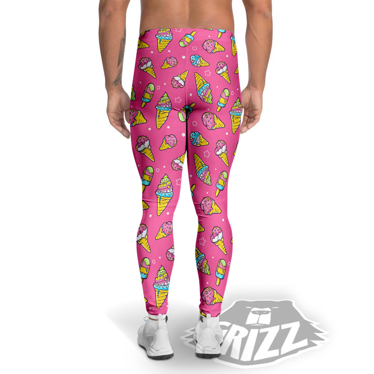 Pink Ice Creams Cute Print Pattern Men's Leggings-grizzshop