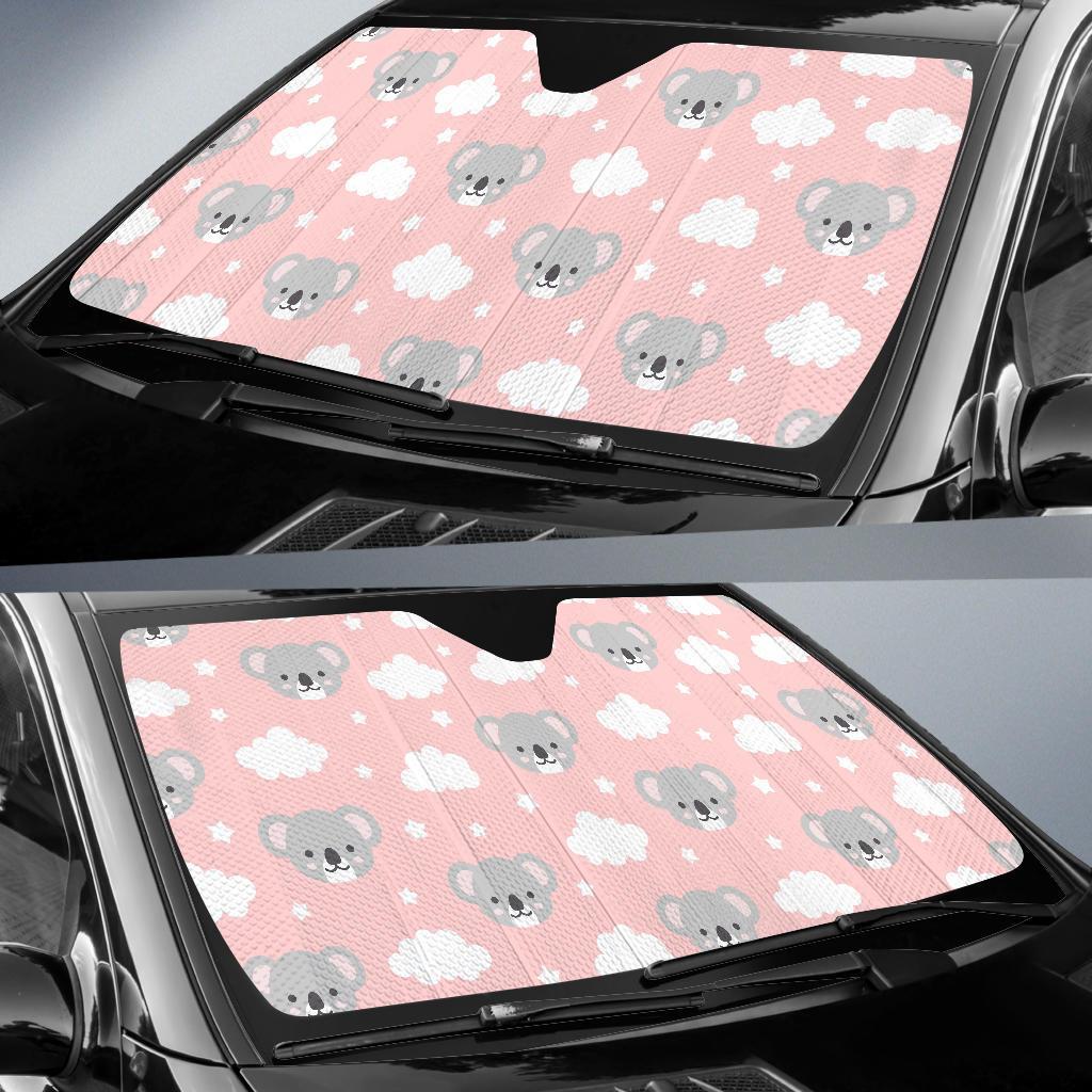 Pink Koala Pattern Print Car Sun Shade-grizzshop