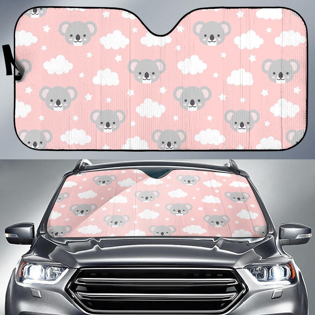 Pink Koala Pattern Print Car Sun Shade-grizzshop
