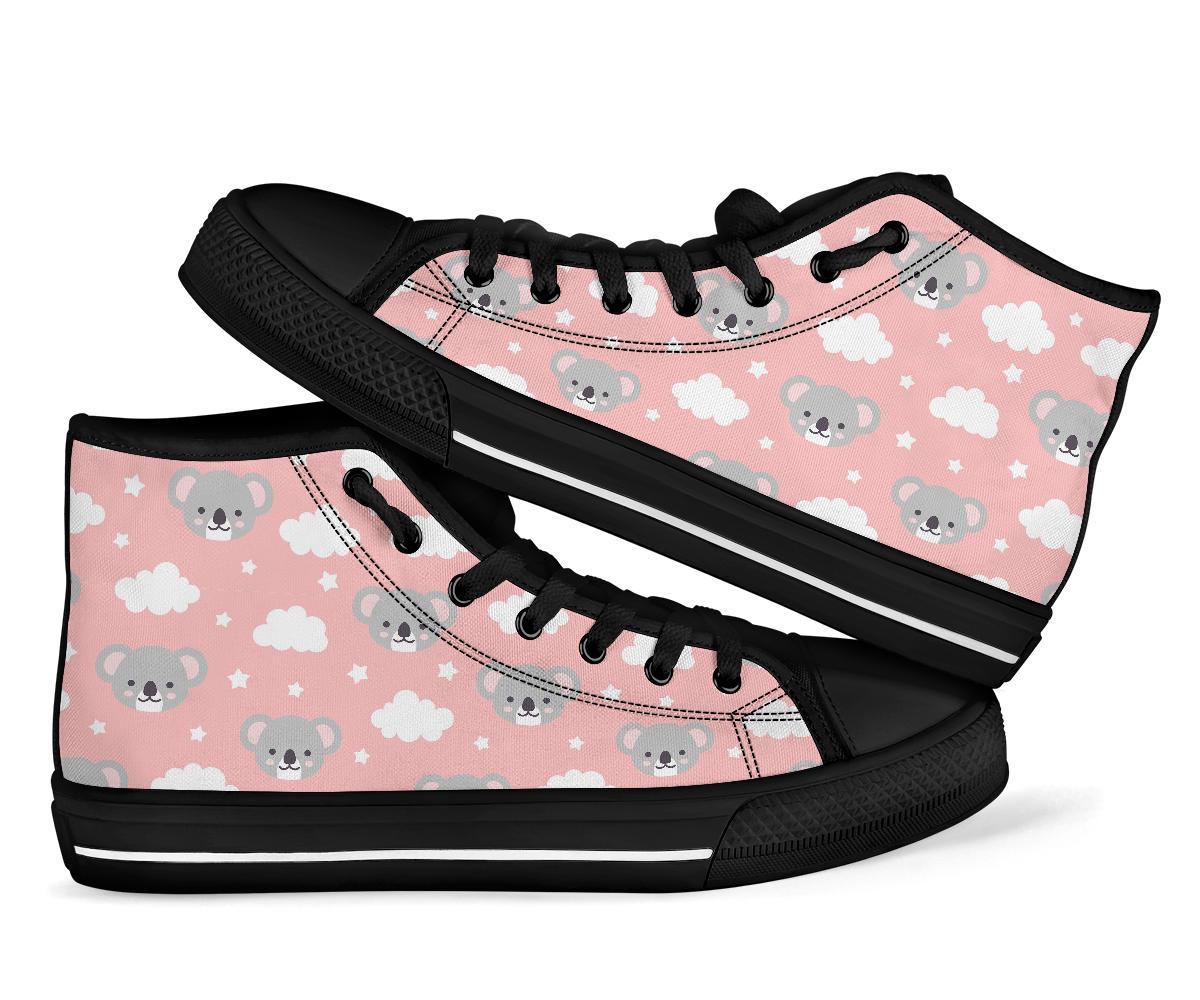 Pink Koala Pattern Print Men Women's High Top Shoes-grizzshop