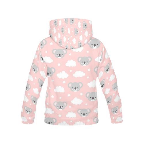 Pink Koala Pattern Print Women Pullover Hoodie-grizzshop