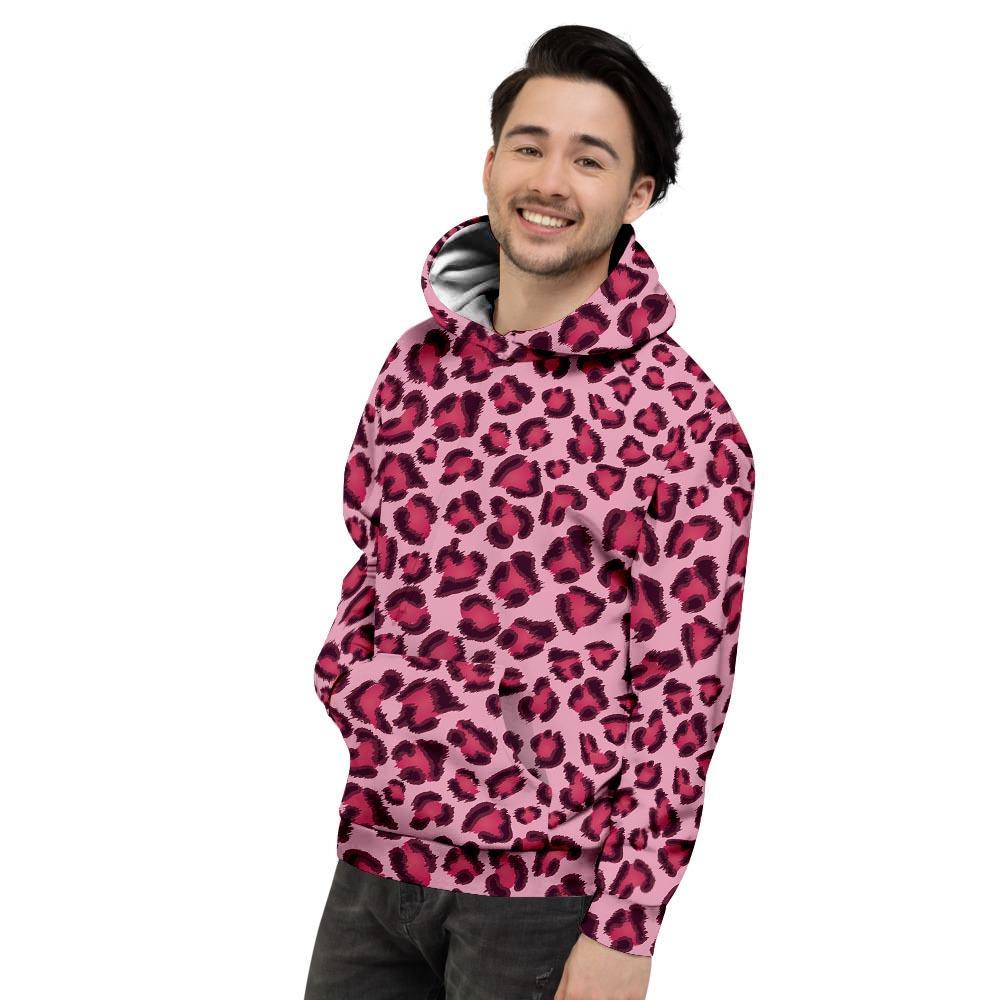 Pink Leopard Print Men's Hoodie-grizzshop