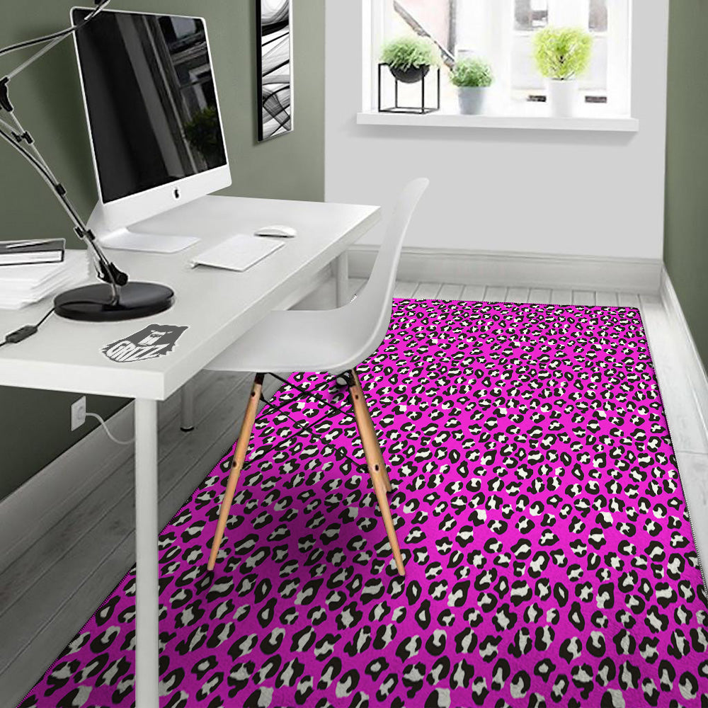 Pink Leopard Print Pattern Floor Mat-grizzshop