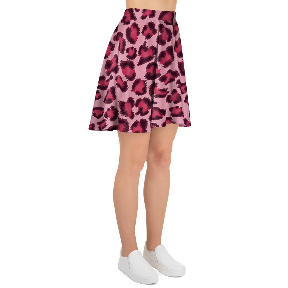 Pink Leopard Print Women's Skirt-grizzshop