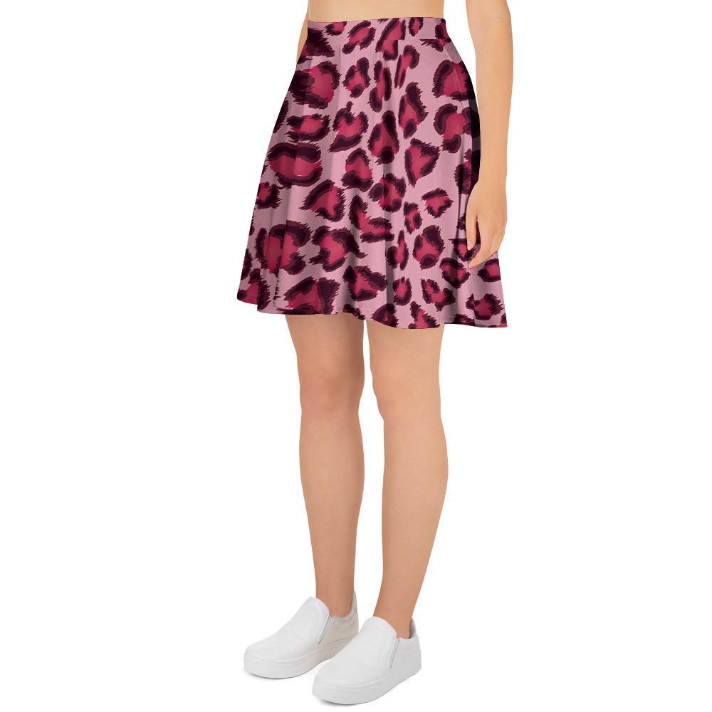 Pink Leopard Print Women's Skirt-grizzshop