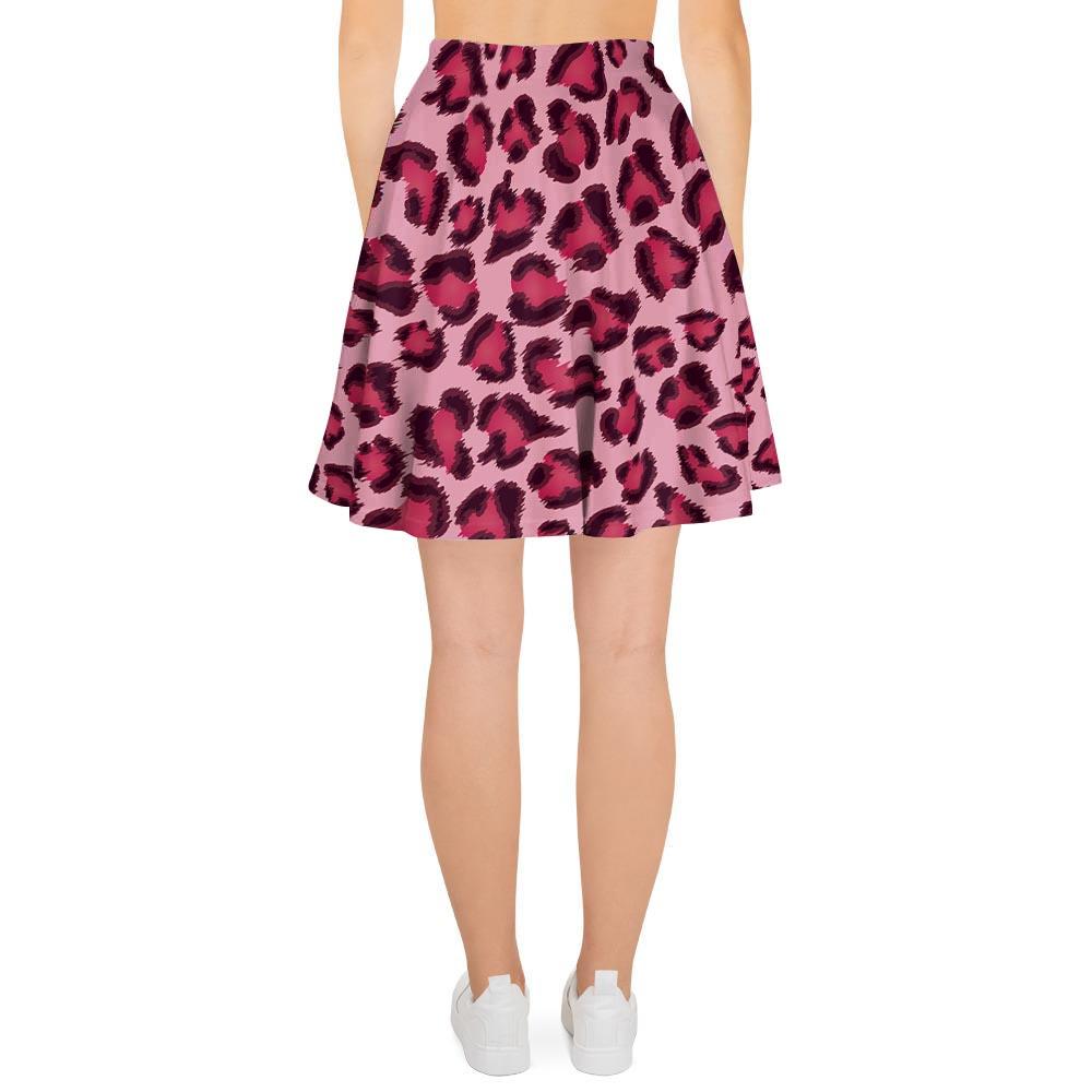 Pink Leopard Print Women's Skirt-grizzshop
