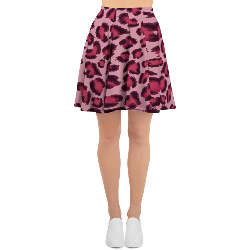 Pink Leopard Print Women's Skirt-grizzshop