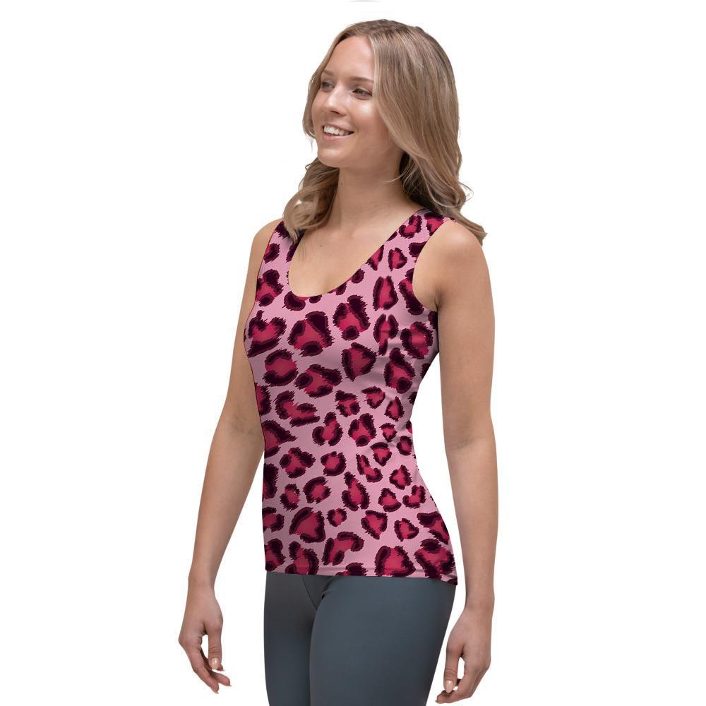 Pink Leopard Print Women's Tank Top-grizzshop