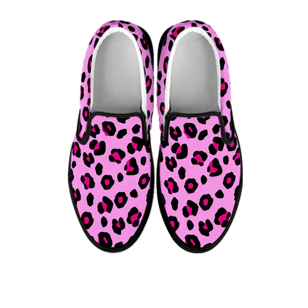 Pink Leopard Women's Slip On Sneakers-grizzshop