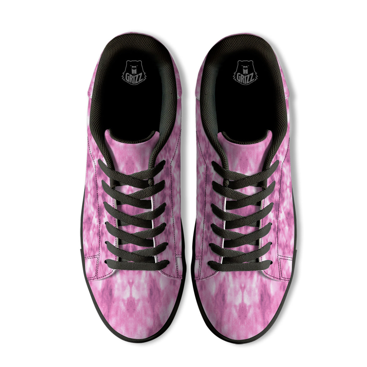 Pink Magenta Acrylic Print Pattern Black Low Top Sneakers-grizzshop