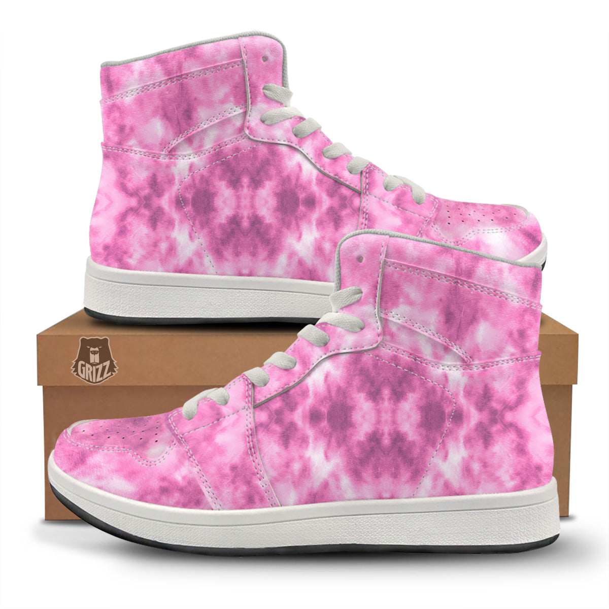 Pink Magenta Acrylic Print Pattern High Top Sneakers-grizzshop