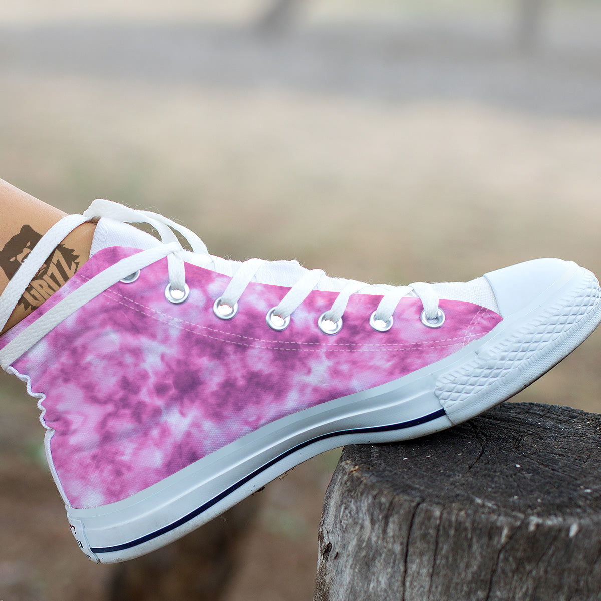 Pink Magenta Acrylic Print Pattern White High Top Shoes-grizzshop