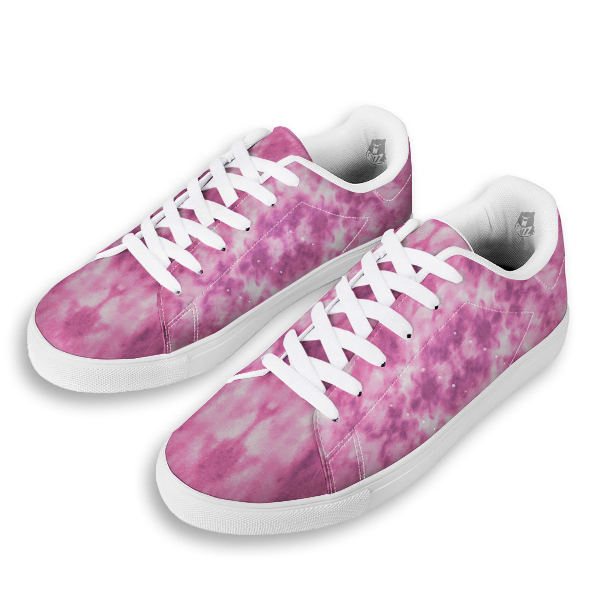 Pink Magenta Acrylic Print Pattern White Low Top Sneakers-grizzshop