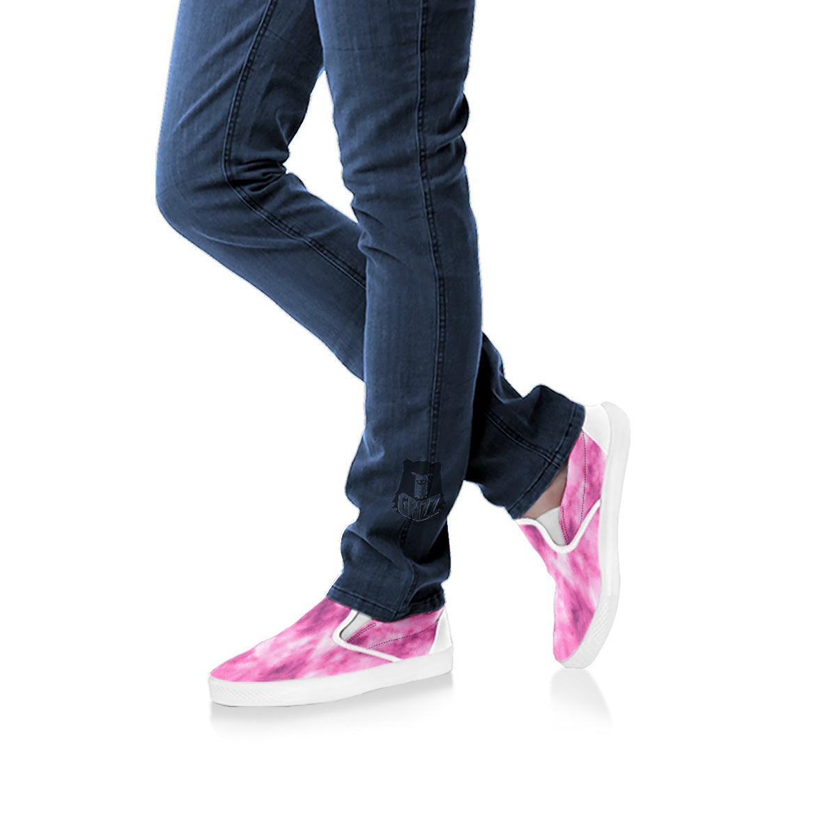 Pink Magenta Acrylic Print Pattern White Slip On Shoes-grizzshop