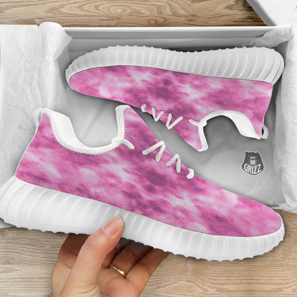 Pink Magenta Acrylic Print Pattern White Walking Shoes-grizzshop