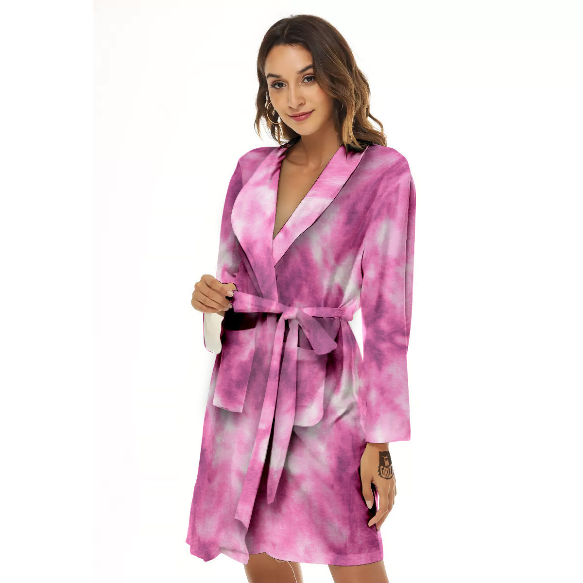 Pink Magenta Acrylic Print Pattern Women's Robe-grizzshop