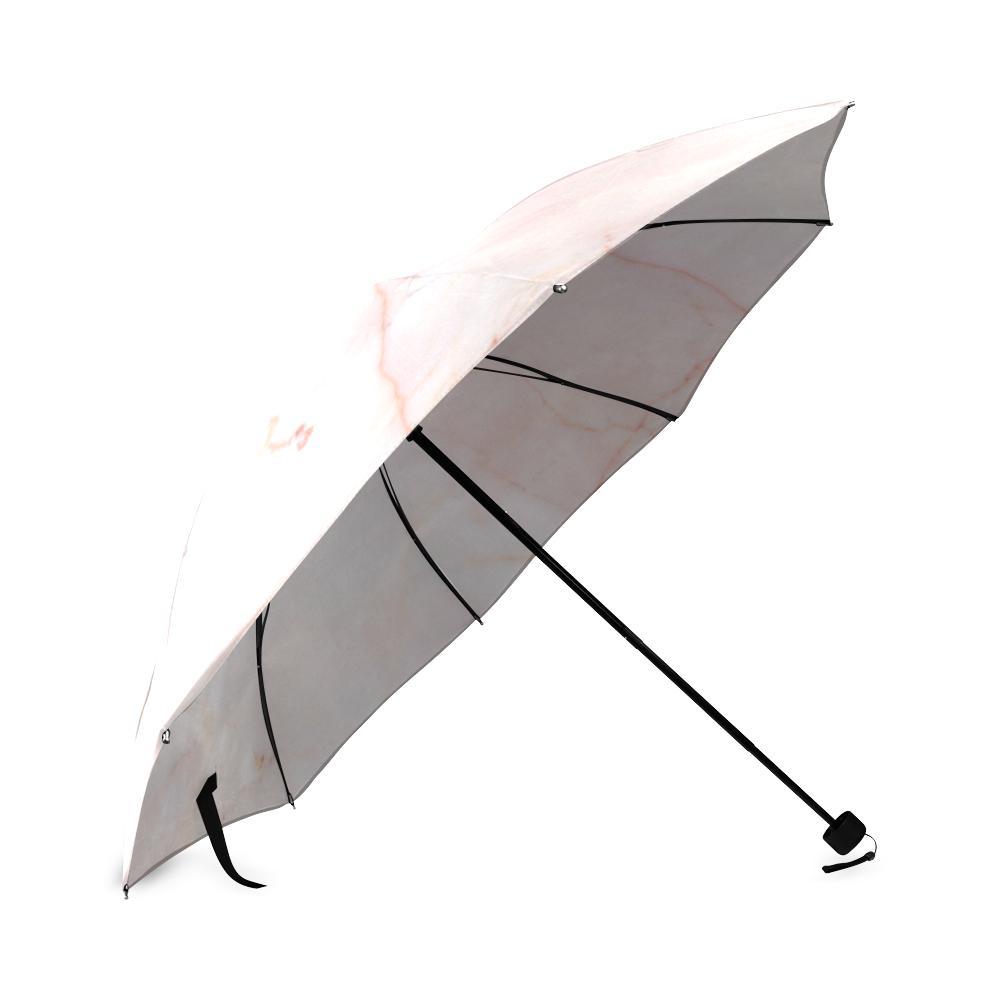 Pink Marble Pattern Print Foldable Umbrella-grizzshop