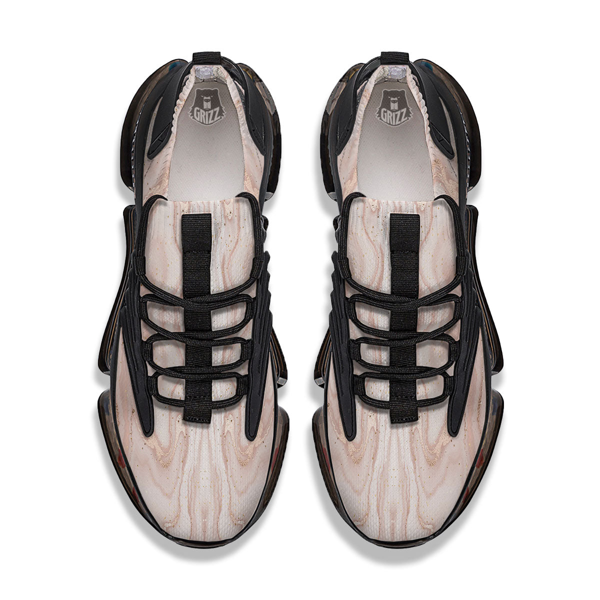 Pink Marble Print Pattern Black Gym Shoes-grizzshop