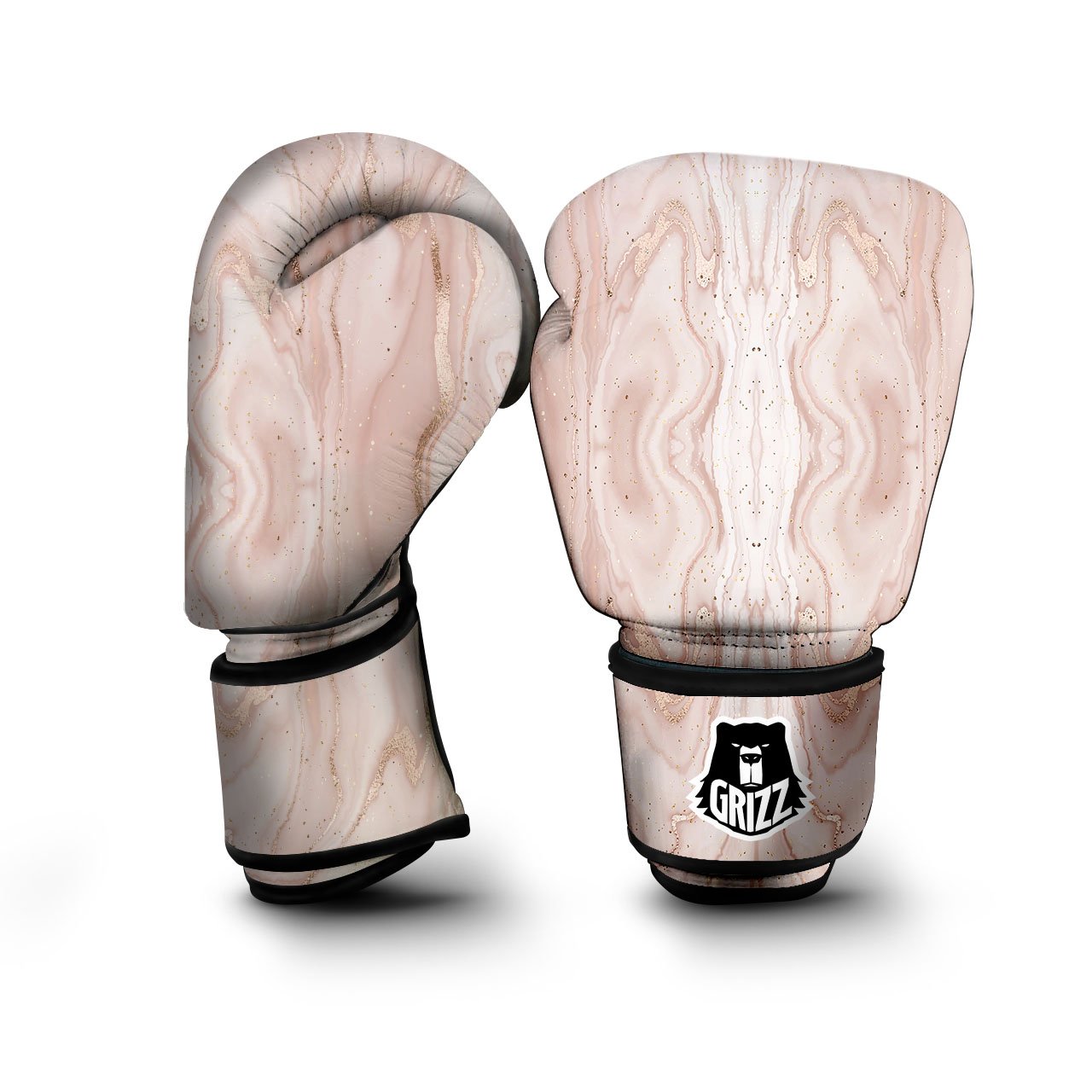 Pink Marble Print Pattern Boxing Gloves-grizzshop