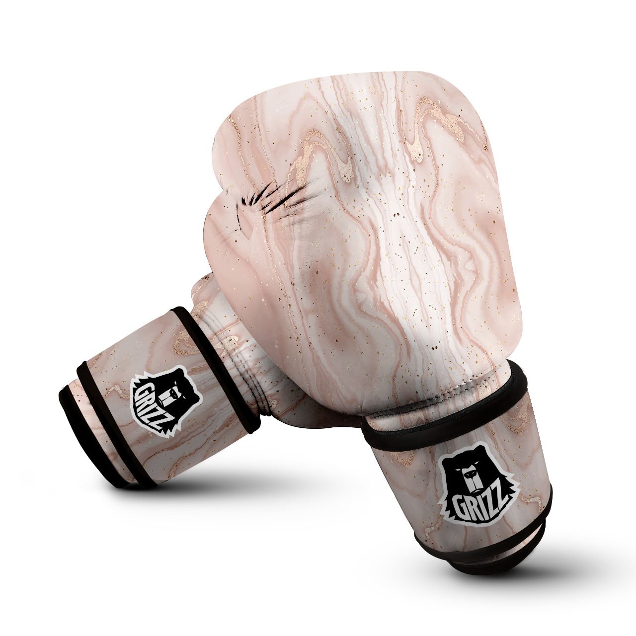 Pink Marble Print Pattern Boxing Gloves-grizzshop