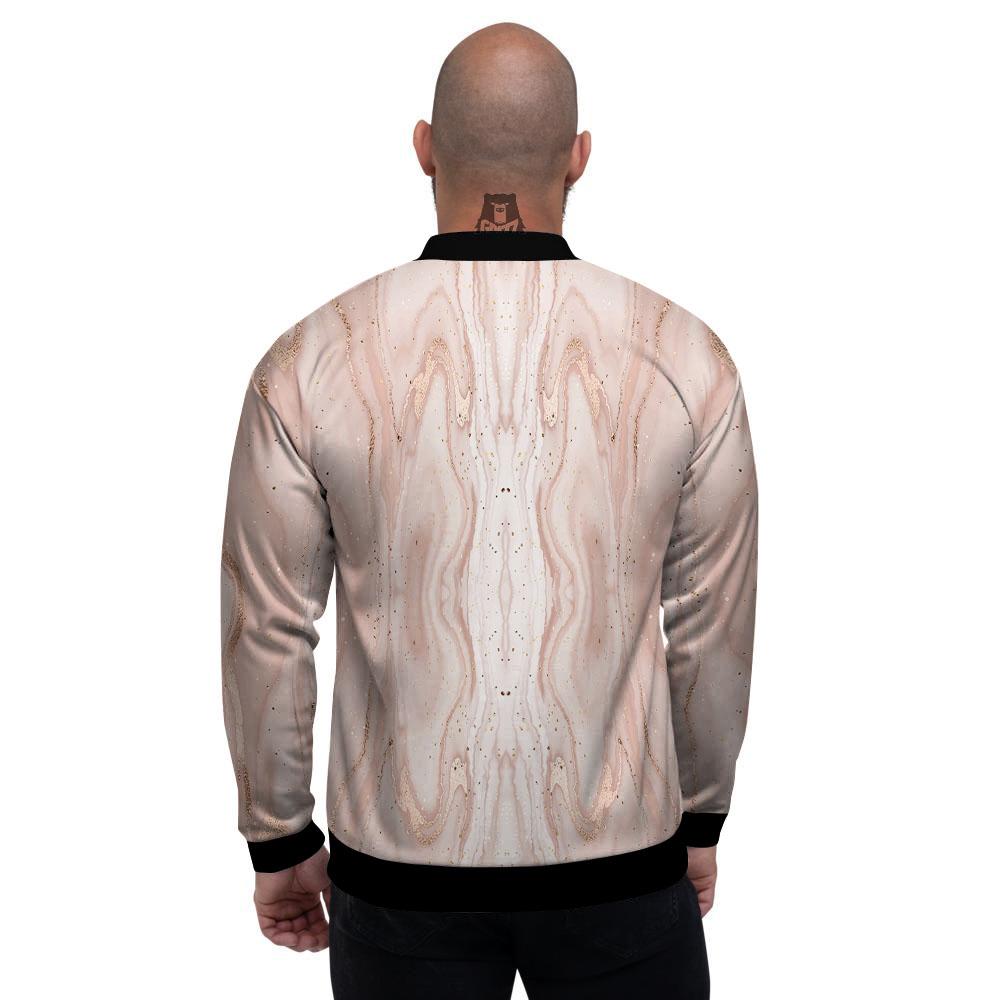 Pink Marble Print Pattern Men's Bomber Jacket-grizzshop