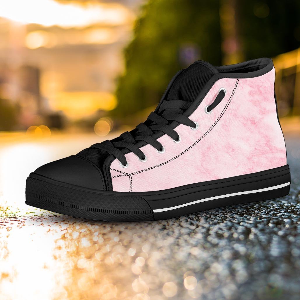 Pink Marble Women's High Top Shoes-grizzshop