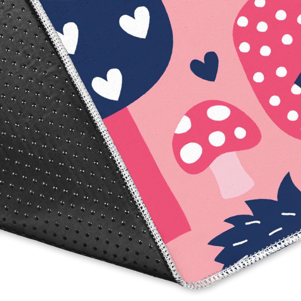 Pink Mushroom Three Hedgehogs Floor Mat-grizzshop